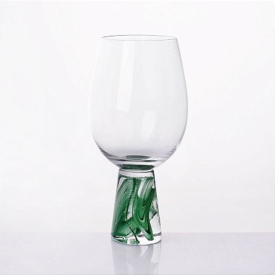 Jogo de 4 Taças Transparente com Base Verde