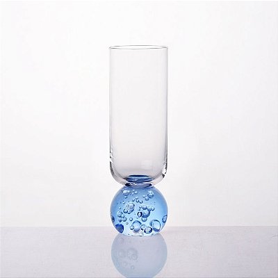 Jogo de 4 Taças Esfera Champagne Transparente e Azul