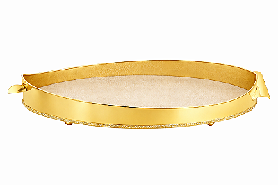 Bandeja Oval Veneza com Fundo Palha Maceió Ouro 24k - St. James