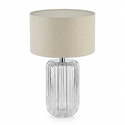 Abajur Coluna Lapidada Cristal Transparente - Cristais Di Murano