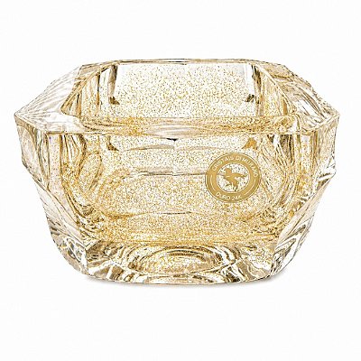 Centro de Mesa Quadrado Lapidado com Ouro 24k - Cristais Di Murano