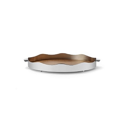 Bandeja Galeria Lisa Oval com Fundo Madeira - St. James