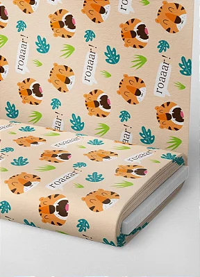 Tecido Microfibra Estampa Digital Cute Tiger 1,55m de Largura
