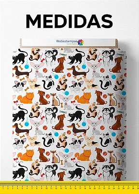 Tecido Microfibra Estampa Digital Pets 1,55m de Largura