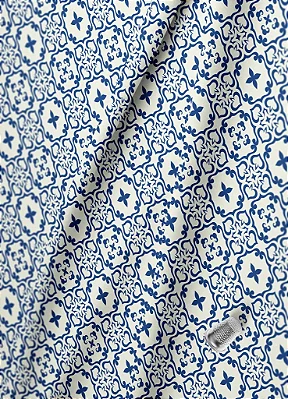 Tecido Microfibra Estampa Digital Arabesco Azul Coimbra 1,55m de Largura
