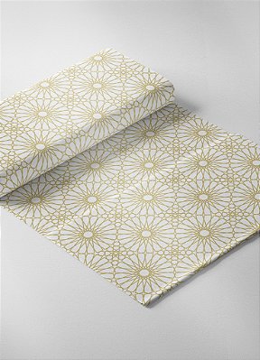 Tecido Microfibra Estampa Digital Arabesco Dourado Margarida 1,55m de Largura