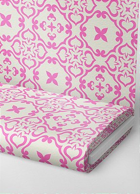 Tecido Microfibra Estampa Digital Arabesco Rosa Borboleta 1,55m de Largura