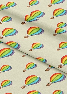 Tecido Microfibra Estampa Digital Balão Arco-Íris 1,55m de Largura