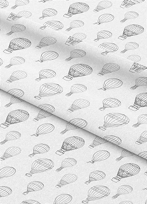 Tecido Microfibra Estampa Digital Balão Cinza 1,55m de Largura