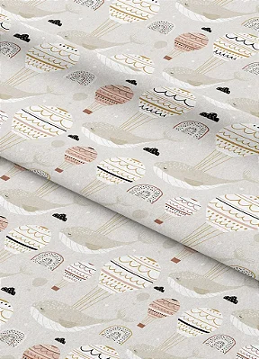 Tecido Microfibra Estampa Digital Baleinha Baloeira 1,55m de Largura