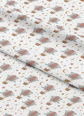 Tecido Microfibra Estampa Digital Coelho no Balão 1,55m de Largura