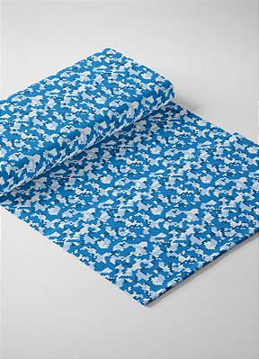 Tecido Microfibra Estampa Digital Camuflado Pixel Azul 1,55m de Largura