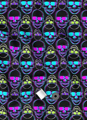 Tecido Microfibra Estampa Digital Caveira Neon 1,55m de Largura