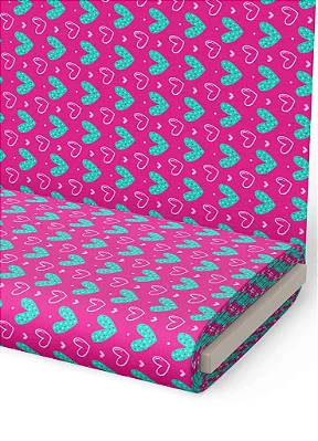 Tecido Microfibra Estampa Digital Corações Fundo Pink 1,55m de Largura