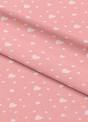 Tecido Microfibra Estampa Digital Corações Fundo Rosa 1,55m de Largura