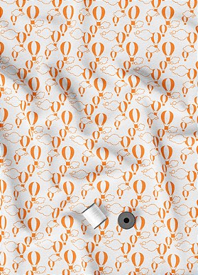 Tecido Microfibra Estampa Digital Balão e Nuvem 1,55m de Largura
