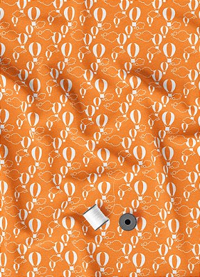 Tecido Microfibra Estampa Digital Balão Fundo Laranja 1,55m de Largura