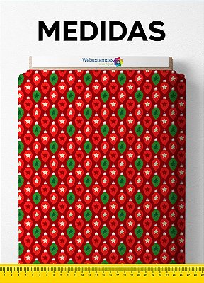 Tecido Microfibra Estampa Digital Enfeite de Natal 1,55m de Largura