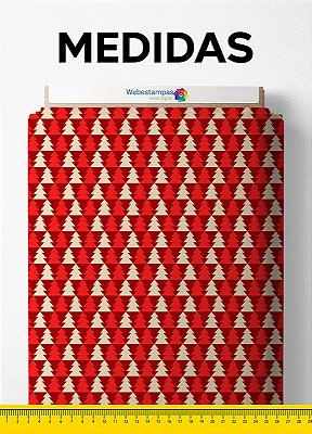 Tecido Microfibra Estampa Digital Pinheirinho Vermelho Natal 1,55m de Largura