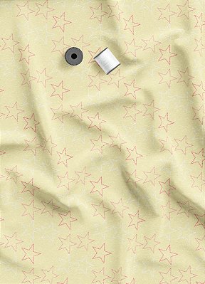 Tecido Microfibra Estampa Digital Estrelas Fundo Amarelo 1,55m de Largura