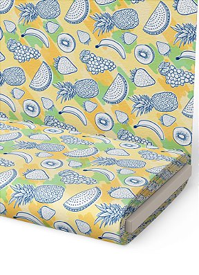 Tecido Microfibra Estampa Digital Frutas Tropicais 1,55m de Largura