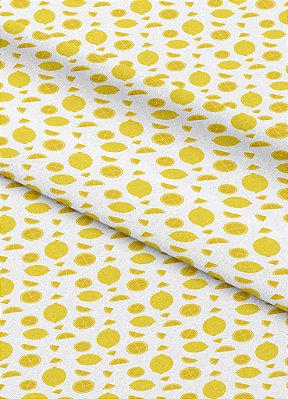 Tecido Microfibra Estampa Digital Mini Limão Amarelo 1,55m de Largura