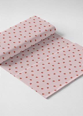 Tecido Microfibra Estampa Digital Mini Morango Fundo Rosa 1,55m de Largura