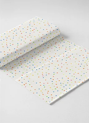 Tecido Microfibra Estampa Digital Bolinhas Coloridas Fundo Branco 1,55m de Largura