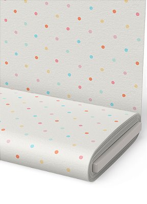 Tecido Microfibra Estampa Digital Bolinha Colorida Fundo Branco 1,55m de Largura