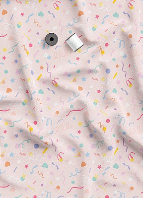 Tecido Microfibra Estampa Digital Carnaval Fundo Rosa 1,55m de Largura