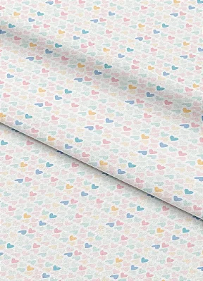 Tecido Microfibra Estampa Digital Coração em Fila Coloridos 1,55m de Largura