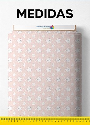 Tecido Microfibra Estampa Digital Estrelinha Soninho Fundo Rosa 1,55m de Largura
