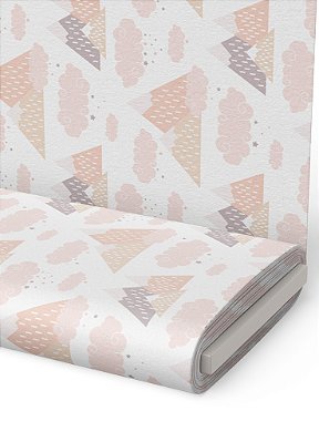 Tecido Microfibra Estampa Digital Montanhas e Nuvens Fundo Branco 1,55m de Largura