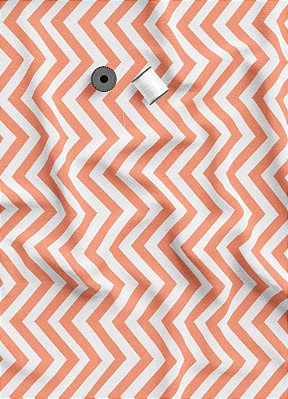 Tecido Microfibra Estampa Digital Chevron Laranja e Branco 1,55m de Largura