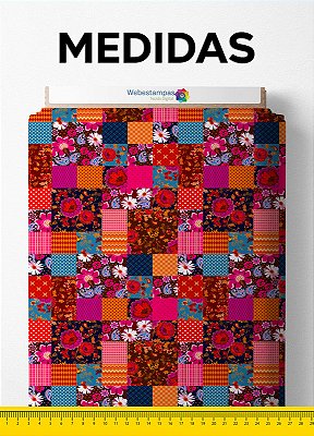 Tecido Microfibra Estampa Digital Retalho Floral 1,55m de Largura