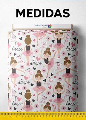 Tecido Microfibra Estampa Digital I Love Dance 1,55m de Largura