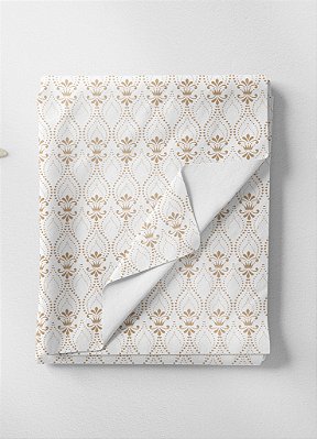 Tecido Microfibra Estampa Digital Arabesco Minimalista Branco 1,55m de Largura