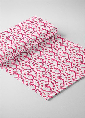 Tecido Microfibra Estampa Digital Corações Entrelaçados Pink 1,55m de Largura