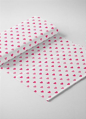 Tecido Microfibra Estampa Digital Mini Coração Pink e Rosa 1,55m de Largura