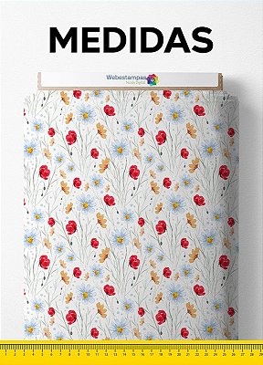 Tecido Microfibra Estampa Digital Floral Aquarela Azul e Rose 1,55m de Largura