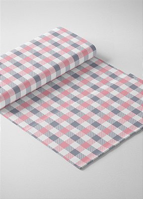 Tecido Microfibra Estampa Digital Xadrez Quadros Rosa e Azul 1,55m de Largura