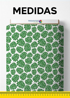 Tecido Microfibra Estampa Digital Folha Verde 1,55m de Largura