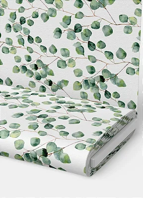 Tecido Microfibra Estampa Digital Aquarela Folhinhas 1,55m de Largura