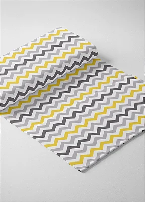 Tecido Microfibra Estampa Digital Chevron Cinza e Amarelo 1,55m de Largura