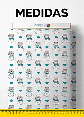 Tecido Tricoline Estampa Digital Urso Céu 1,50m de Largura