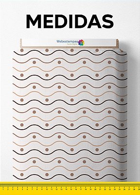 Tecido Tricoline Estampa Digital Bolinhas e Ondas Marrom 1,50m de Largura