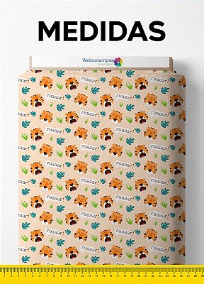Tecido Tricoline Misto Estampa Digital Cute Tiger 1,50m de Largura