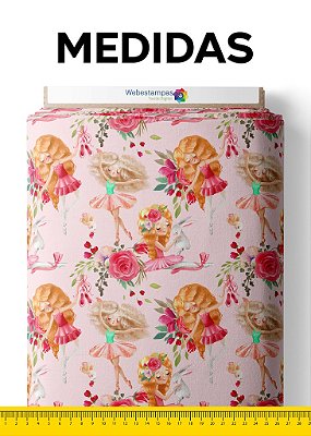 Tecido Oxford Estampa Digital Bailarina e Coelhinho 1,55m de Largura