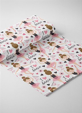 Tecido Oxford Estampa Digital I Love Dance 1,55m de Largura
