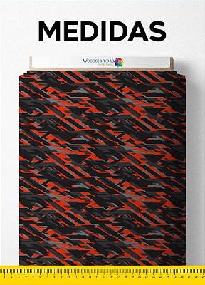Tecido Oxford Estampa Digital Camuflada Preta e Vermelha 1,55m de Largura